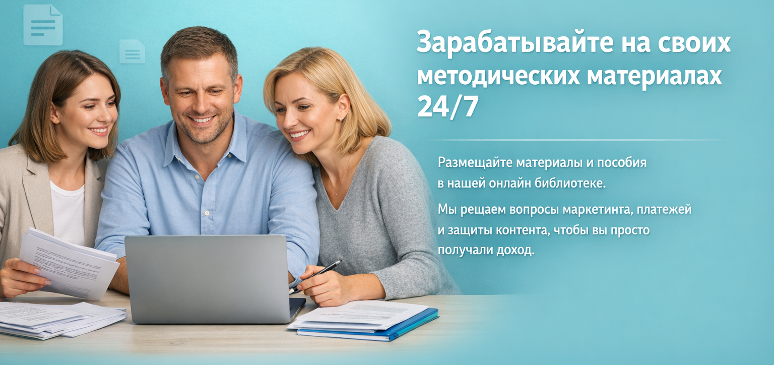 Зарабатывайте на своих методических материалах 24/7 Педмаркет