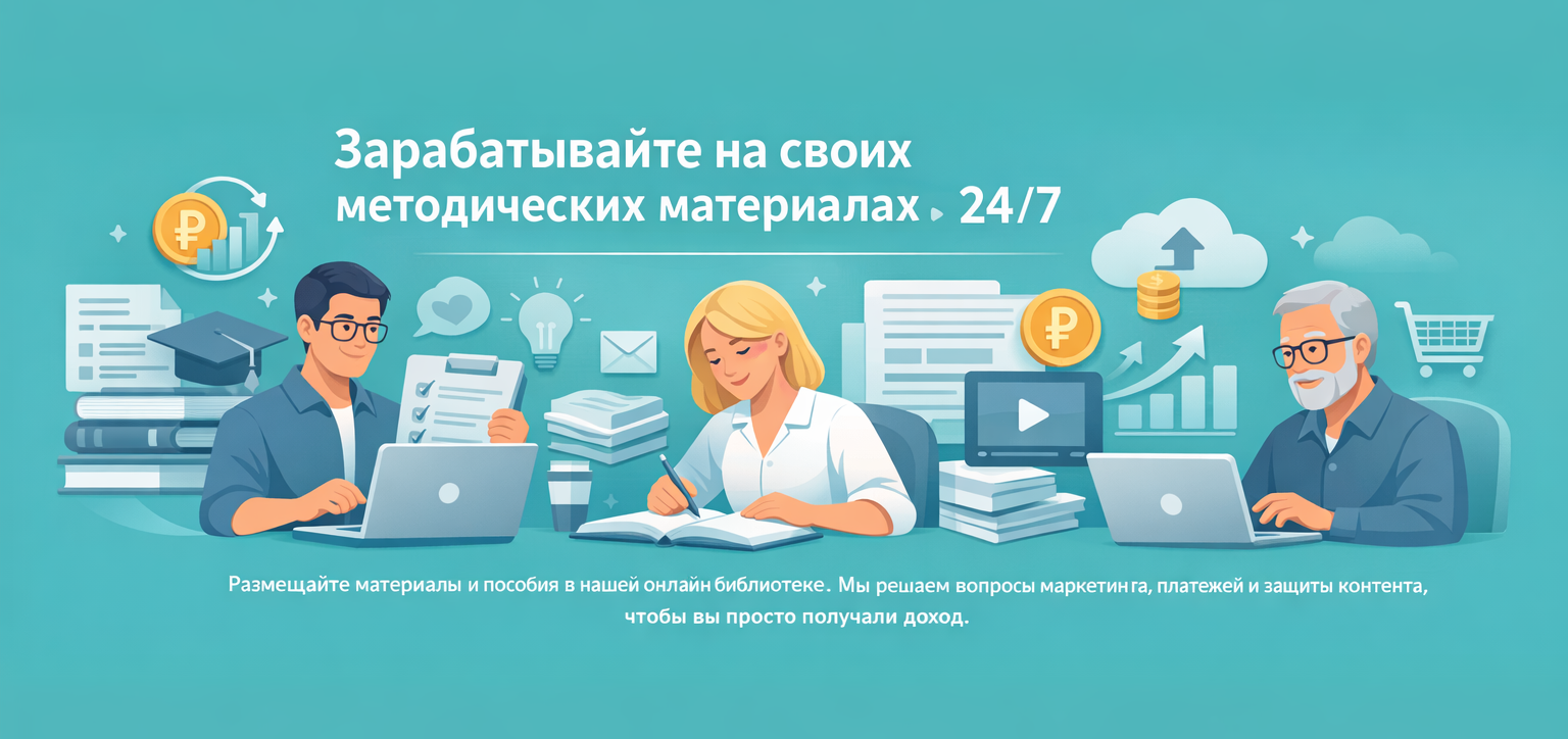 Зарабатывайте на своих методических материалах 24/7 Педмаркет